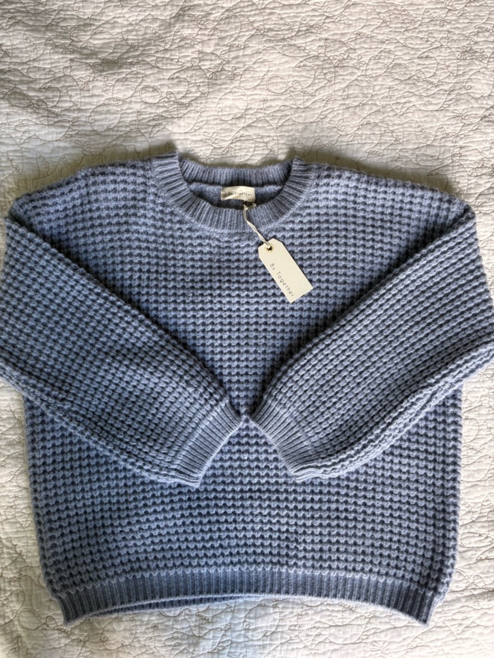 By Together Waffle Knit Sweater—Light Blue